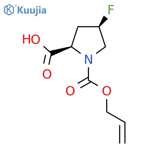 (2R,4R)-4-fluoro-1-(prop-2-en-1-yloxy)carbonylpyrrolidine-2-carboxylic acid structure