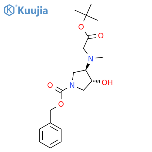 rac-benzyl (3R,4R)-3-{2-(tert-butoxy)-2-oxoethyl(methyl)amino}-4-hydroxypyrrolidine-1-carboxylate structure