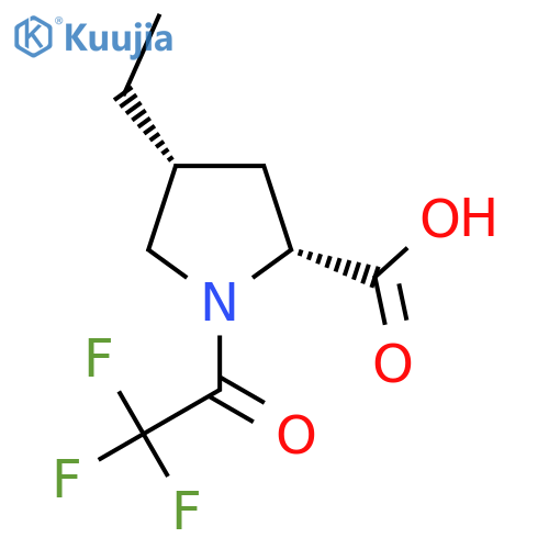 rac-(2R,4R)-4-ethyl-1-(trifluoroacetyl)pyrrolidine-2-carboxylic acid structure