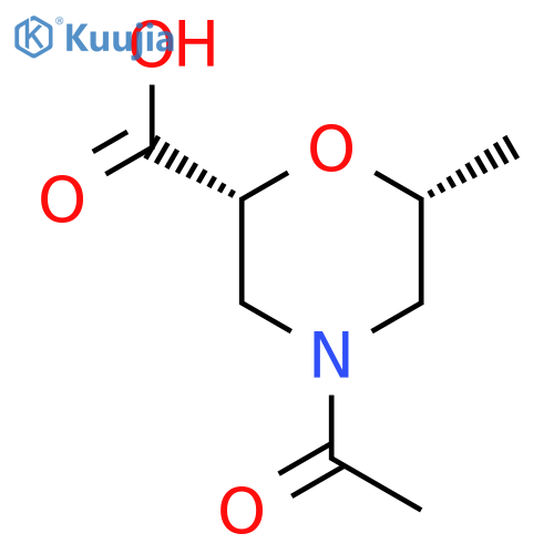 rac-(2R,6R)-4-acetyl-6-methylmorpholine-2-carboxylic acid structure