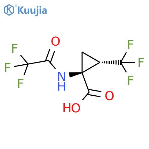 rac-(1R,2R)-1-(2,2,2-trifluoroacetamido)-2-(trifluoromethyl)cyclopropane-1-carboxylic acid structure