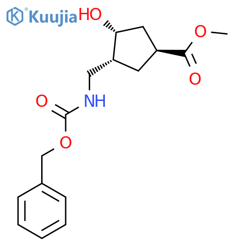 rac-methyl (1R,3S,4S)-3-({(benzyloxy)carbonylamino}methyl)-4-hydroxycyclopentane-1-carboxylate structure