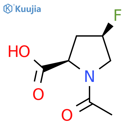 (2R,4R)-1-acetyl-4-fluoropyrrolidine-2-carboxylic acid structure