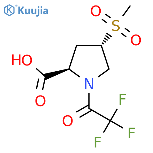 (2R,4S)-4-methanesulfonyl-1-(2,2,2-trifluoroacetyl)pyrrolidine-2-carboxylic acid structure