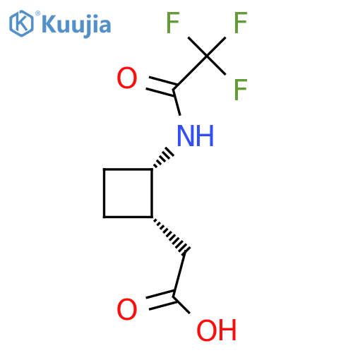 rac-2-(1R,2R)-2-(2,2,2-trifluoroacetamido)cyclobutylacetic acid structure