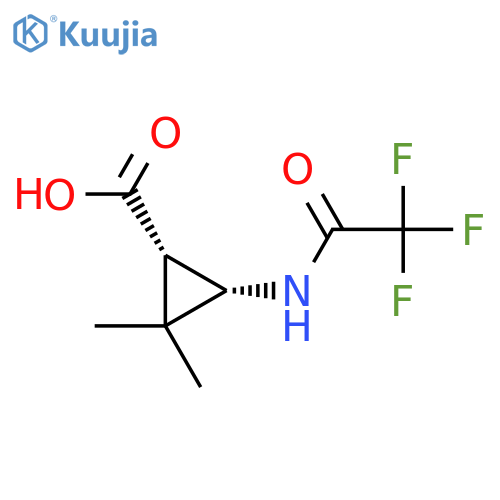 rac-(1R,3R)-2,2-dimethyl-3-(trifluoroacetamido)cyclopropane-1-carboxylic acid structure