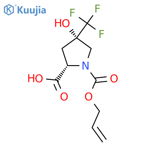 (2S,4S)-4-hydroxy-1-(prop-2-en-1-yloxy)carbonyl-4-(trifluoromethyl)pyrrolidine-2-carboxylic acid structure