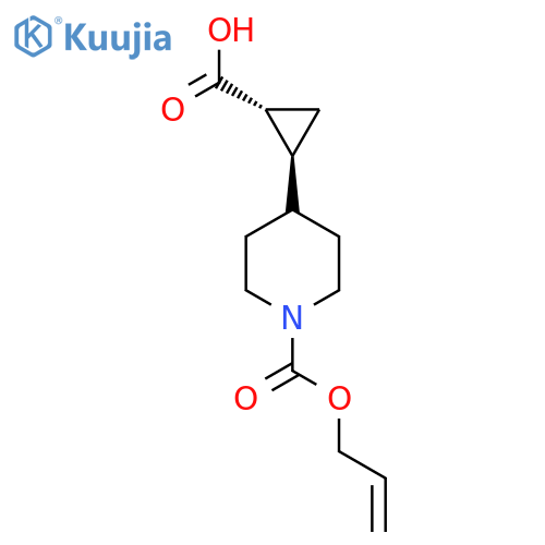 rac-(1R,2S)-2-{1-(prop-2-en-1-yloxy)carbonylpiperidin-4-yl}cyclopropane-1-carboxylic acid structure