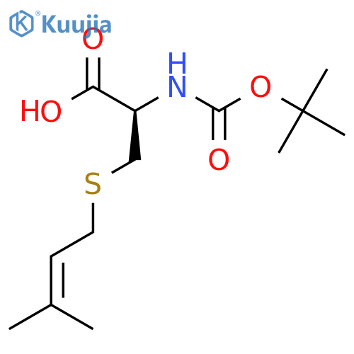 (2R)-2-{(tert-butoxy)carbonylamino}-3-(3-methylbut-2-en-1-yl)sulfanylpropanoic acid structure