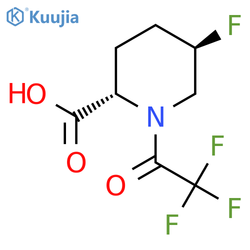 rac-(2R,5S)-5-fluoro-1-(2,2,2-trifluoroacetyl)piperidine-2-carboxylic acid structure