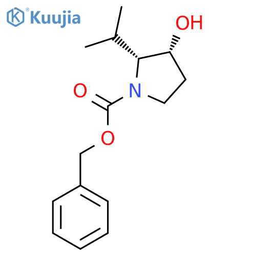 rac-benzyl (2R,3R)-3-hydroxy-2-(propan-2-yl)pyrrolidine-1-carboxylate structure