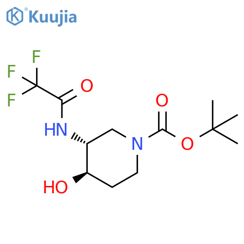 rac-tert-butyl (3R,4R)-4-hydroxy-3-(trifluoroacetamido)piperidine-1-carboxylate structure