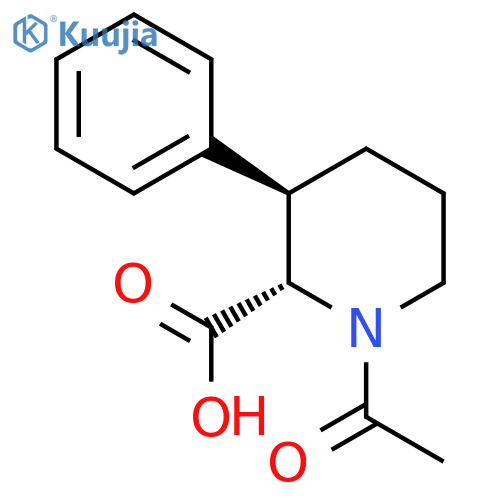 rac-(2R,3S)-1-acetyl-3-phenylpiperidine-2-carboxylic acid structure