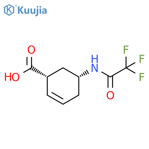 rac-(1R,5R)-5-(2,2,2-trifluoroacetamido)cyclohex-2-ene-1-carboxylic acid structure