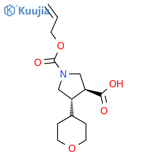 rac-(3R,4R)-4-(oxan-4-yl)-1-(prop-2-en-1-yloxy)carbonylpyrrolidine-3-carboxylic acid structure