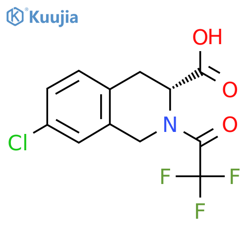 (3R)-7-chloro-2-(2,2,2-trifluoroacetyl)-1,2,3,4-tetrahydroisoquinoline-3-carboxylic acid structure