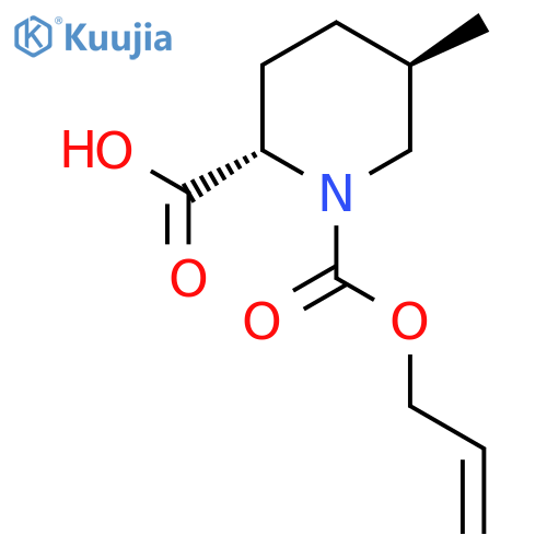rac-(2R,5S)-5-methyl-1-(prop-2-en-1-yloxy)carbonylpiperidine-2-carboxylic acid structure