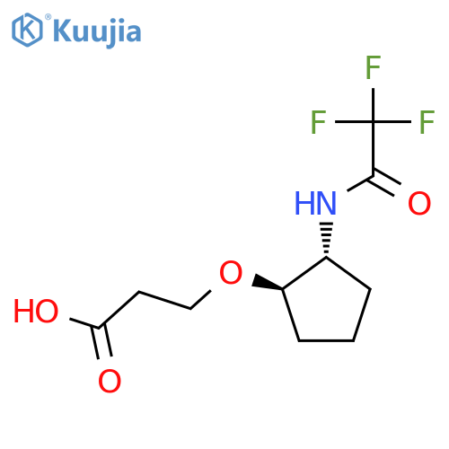 rac-3-{(1R,2R)-2-(2,2,2-trifluoroacetamido)cyclopentyloxy}propanoic acid structure