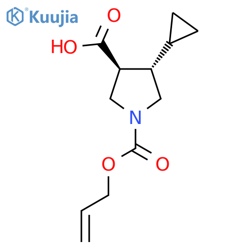 rac-(3R,4R)-4-cyclopropyl-1-[(prop-2-en-1-yloxy)carbonyl]pyrrolidine-3-carboxylic acid structure
