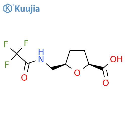 rac-(2R,5S)-5-[(trifluoroacetamido)methyl]oxolane-2-carboxylic acid structure