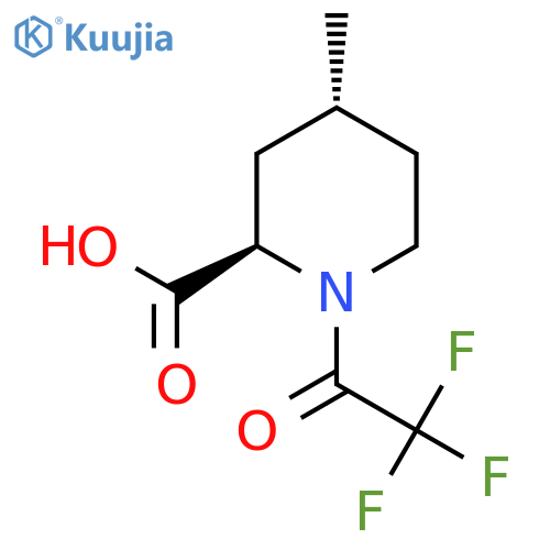 rac-(2R,4R)-4-methyl-1-(trifluoroacetyl)piperidine-2-carboxylic acid structure