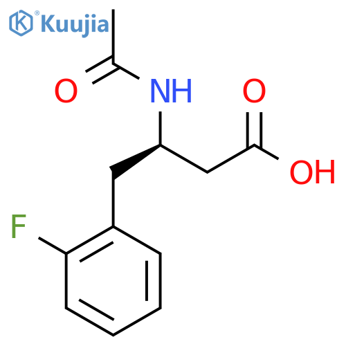 (3R)-3-acetamido-4-(2-fluorophenyl)butanoic acid structure