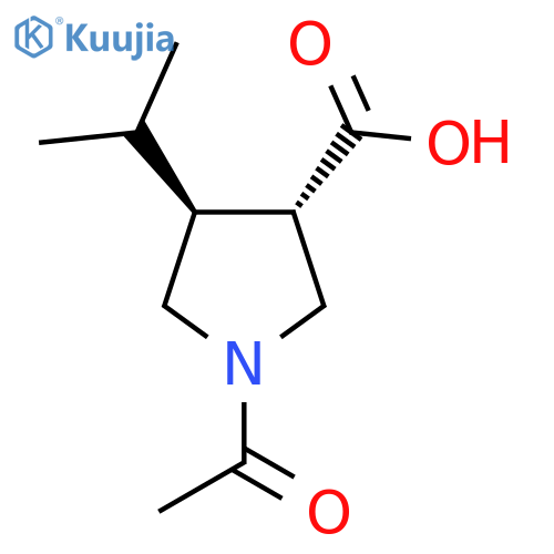rac-(3R,4R)-1-acetyl-4-(propan-2-yl)pyrrolidine-3-carboxylic acid structure