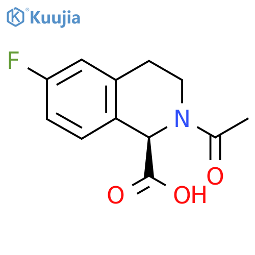 (1R)-2-acetyl-6-fluoro-1,2,3,4-tetrahydroisoquinoline-1-carboxylic acid structure