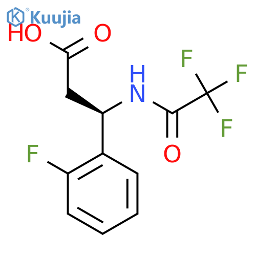 (3R)-3-(2-fluorophenyl)-3-(2,2,2-trifluoroacetamido)propanoic acid structure