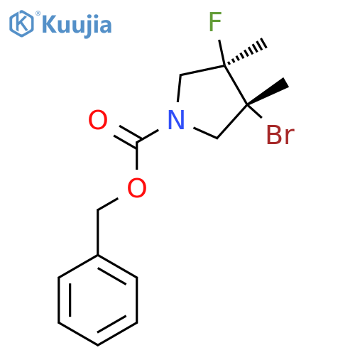 rac-benzyl (3R,4R)-3-bromo-4-fluoro-3,4-dimethylpyrrolidine-1-carboxylate structure