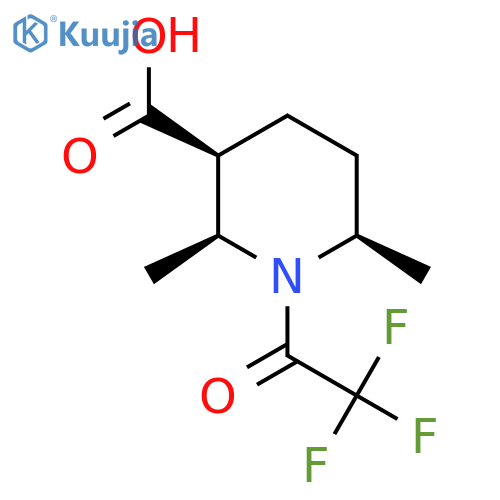 rac-(2R,3R,6S)-2,6-dimethyl-1-(trifluoroacetyl)piperidine-3-carboxylic acid structure