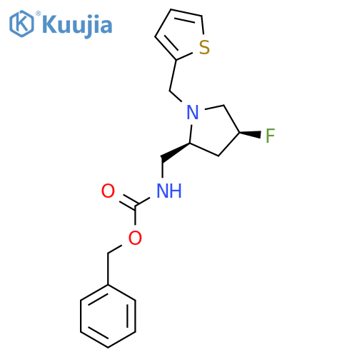benzyl N-{(2S,4S)-4-fluoro-1-(thiophen-2-yl)methylpyrrolidin-2-ylmethyl}carbamate structure
