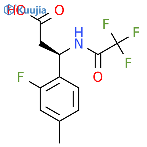 (3R)-3-(2-fluoro-4-methylphenyl)-3-(2,2,2-trifluoroacetamido)propanoic acid structure