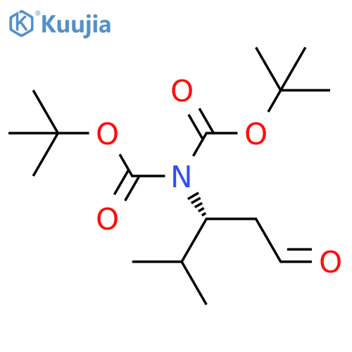 tert-butyl N-(tert-butoxy)carbonyl-N-(3R)-4-methyl-1-oxopentan-3-ylcarbamate structure
