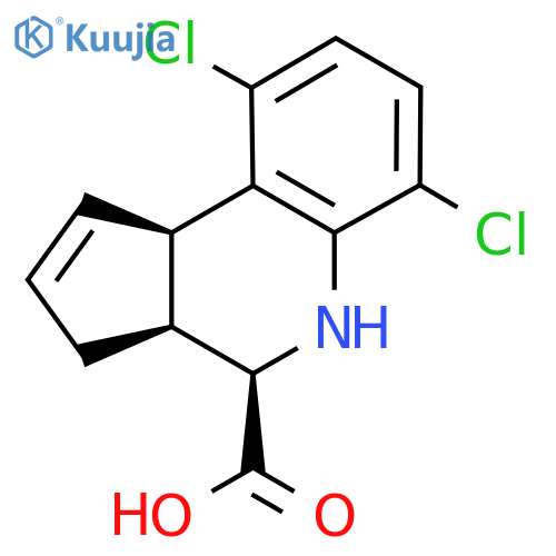 rac-(3aR,4S,9bS)-6,9-dichloro-3H,3aH,4H,5H,9bH-cyclopentacquinoline-4-carboxylic acid structure