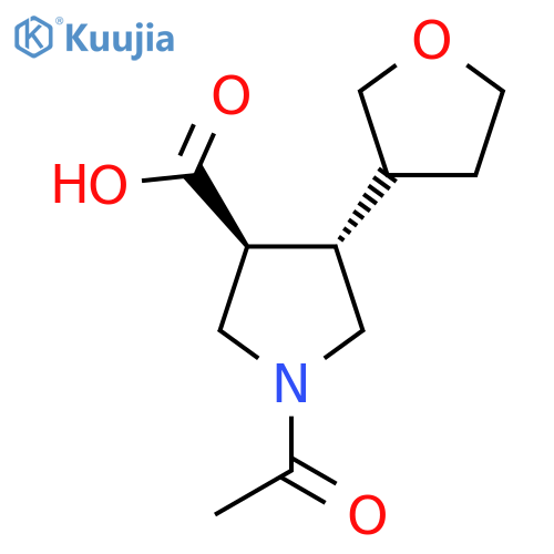 rac-(3R,4R)-1-acetyl-4-(oxolan-3-yl)pyrrolidine-3-carboxylic acid structure