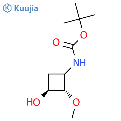 rac-tert-butyl N-(2R,3R)-3-hydroxy-2-methoxycyclobutylcarbamate structure