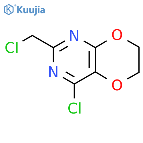 4-chloro-2-(chloromethyl)-6H,7H-1,4dioxino2,3-dpyrimidine structure