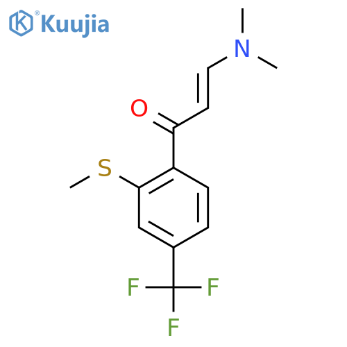 (2E)-3-(dimethylamino)-1-2-(methylsulfanyl)-4-(trifluoromethyl)phenylprop-2-en-1-one structure