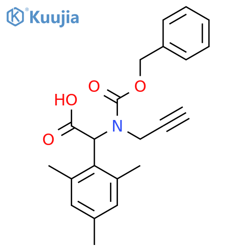 2-{(benzyloxy)carbonyl(prop-2-yn-1-yl)amino}-2-(2,4,6-trimethylphenyl)acetic acid structure
