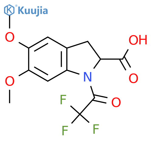 5,6-dimethoxy-1-(2,2,2-trifluoroacetyl)-2,3-dihydro-1H-indole-2-carboxylic acid structure