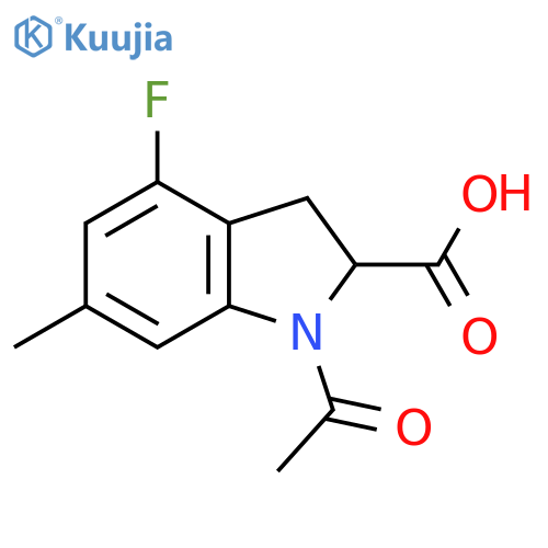 1-acetyl-4-fluoro-6-methyl-2,3-dihydro-1H-indole-2-carboxylic acid structure