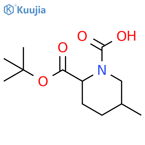 2-(tert-butoxy)carbonyl-5-methylpiperidine-1-carboxylic acid structure