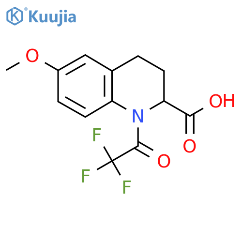 6-Methoxy-1-(2,2,2-trifluoroacetyl)-1,2,3,4-tetrahydroquinoline-2-carboxylic acid structure