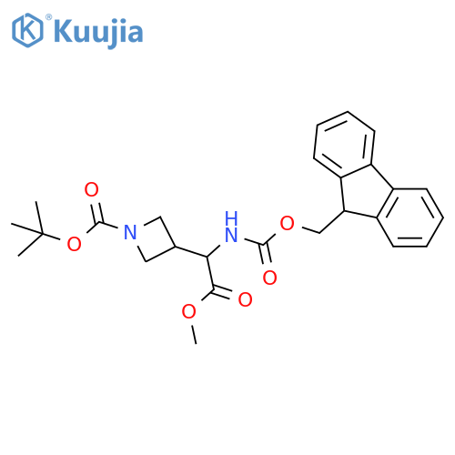 tert-butyl 3-1-({(9H-fluoren-9-yl)methoxycarbonyl}amino)-2-methoxy-2-oxoethylazetidine-1-carboxylate structure