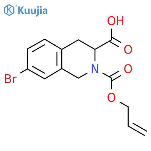 7-bromo-2-(prop-2-en-1-yloxy)carbonyl-1,2,3,4-tetrahydroisoquinoline-3-carboxylic acid structure