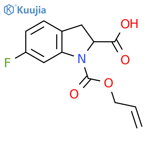 6-fluoro-1-[(prop-2-en-1-yloxy)carbonyl]-2,3-dihydro-1H-indole-2-carboxylic acid structure