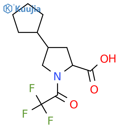 4-Cyclopentyl-1-(2,2,2-trifluoroacetyl)pyrrolidine-2-carboxylic acid structure
