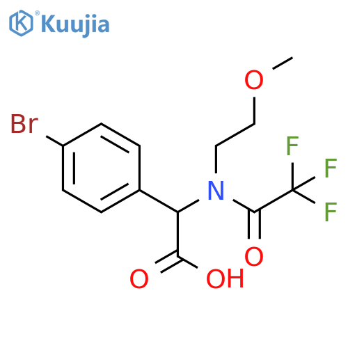 2-(4-bromophenyl)-2-2,2,2-trifluoro-N-(2-methoxyethyl)acetamidoacetic acid structure