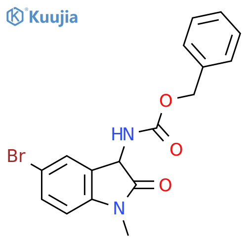 benzyl N-(5-bromo-1-methyl-2-oxo-2,3-dihydro-1H-indol-3-yl)carbamate structure